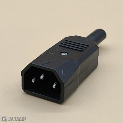 Роз'єм IEC C14 (тато), кабельний, 3-контактний, 10A 250V