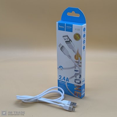 кабель Iphone 5G 1м HOCO X109 Energy silicone білий