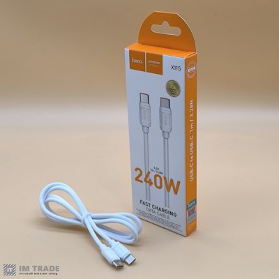 кабель Type-C to Type-C HOCO X115  240W 1м білий