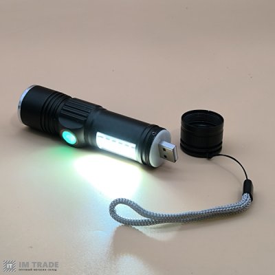 Ліхтар вбуд.акум алюм SY-1903C-P50+SMD(red,blue,white) zoom + USBзарядка 5реж