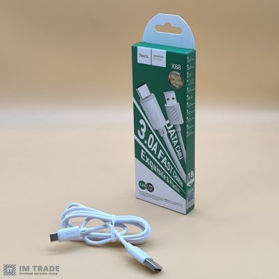 Кабель USB / TYPE-C  1м Hoco X88 Gratified білий