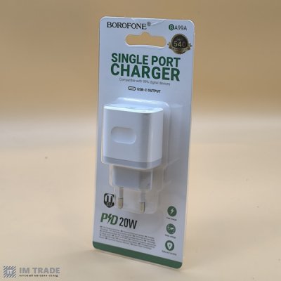 СЗУ BOROFONE BA99A PD 20W (1Type-C/3A) білий