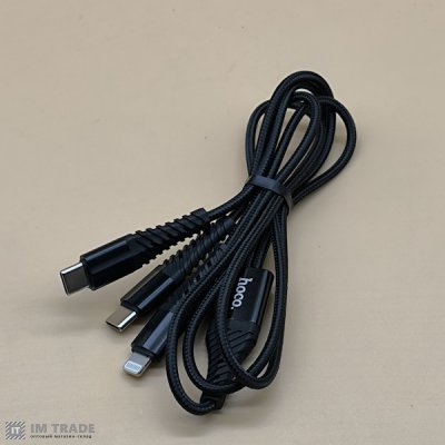 кабель Type-C to Type-C+Lightning HOCO X123 Victory 2-in-1 cable 3.0A /1м