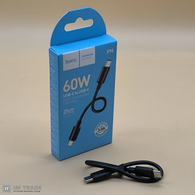 кабель Type-C to Type-C 0,25 м HOCO X96  60W Hyper чорний