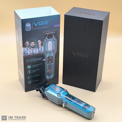 Триммер акумуляторний для стрижки з 4-а насадками VGR V-900 зелений LCD 