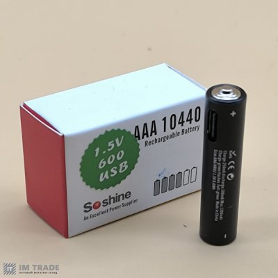 Акумуляторы Soshine Li-ion (R03,730mAh))  USB 1.5V