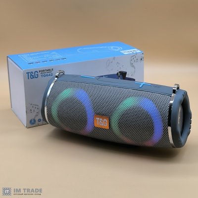 Портативна колонка Bluetooth TG642 з RGB, speakerphone, СІРА
