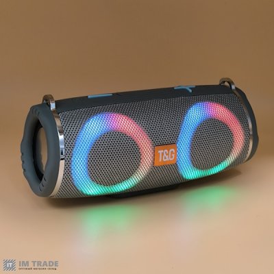 Портативна колонка Bluetooth TG642 з RGB, speakerphone, СІРА