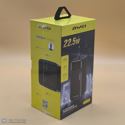 Банк заряда 50000 mAh AWEI PA106  22.5W чорни