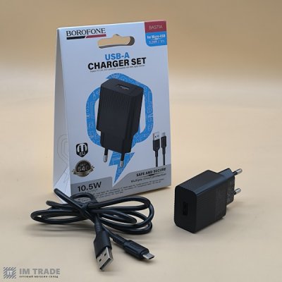 СЗУ BOROFONE BAS71A + кабель Micro чорний