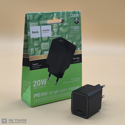 СЗУ Hoco CS82A Excellent  PD20W digital display(EU) чорний