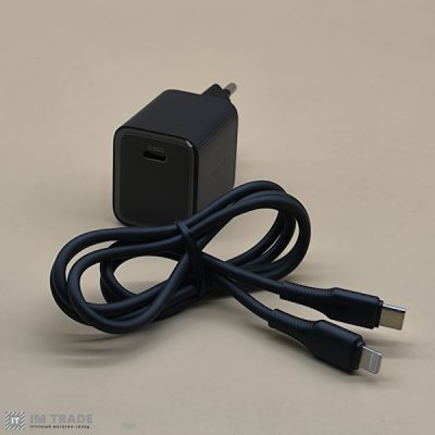 СЗУ Hoco CS82A Excellent  PD20W digital display(EU) (кабель C to iP) чорний