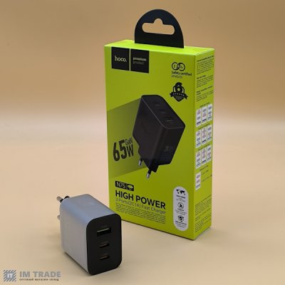 СЗУ Hoco N75 Grande PD 65W + QC3.0 (2Type-C/1USB) чорний