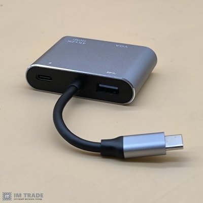 HUB Type-C > PD HDTV+VGA+USB Adapter (4-в-1)
