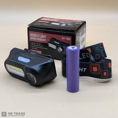 Ліхтар налоб вбуд.акум пласт KX-1804 XPE+COB +TypeC,18650 7реж