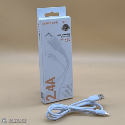 Кабель USB / micro USB 1м BOROFONE BX111 Feliz charging 2.4A білий