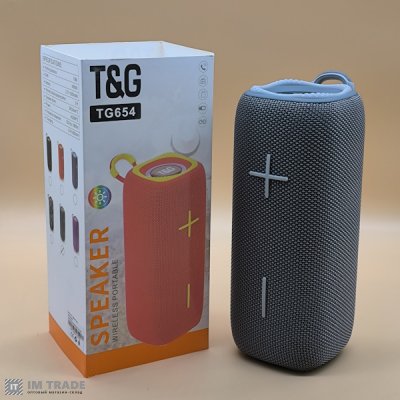 Портативна колонка Bluetooth TG654 з RGB, speakerphone, СІРА