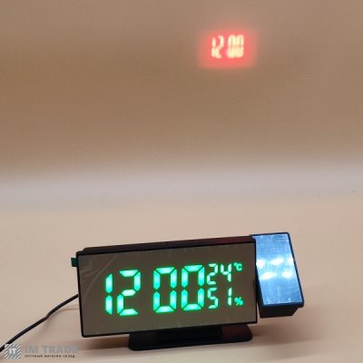 Годинник VST-896S-4  ЗЕЛЕНІ цифри +температура, гігрометр (USB) з ПРОЕКЦІЄЮ