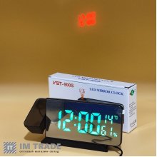 Годинник VST-900S-4 ЗЕЛЕНІ цифри +температура, вологістю та датою (USB) з ПРОЕКЦІЄЮ