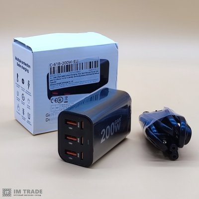 Мережевий зарядний пристрій 200W-EU 200W (1xQC3.0 100W/1xQC3.0 30W/3xUSB 18W)