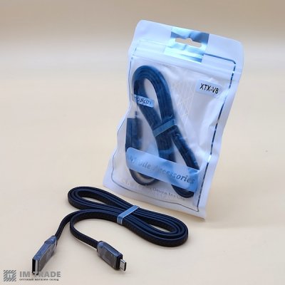 Кабель USB / micro USB ( 1,0 m)  XTX-V8 чорний в пакеті
