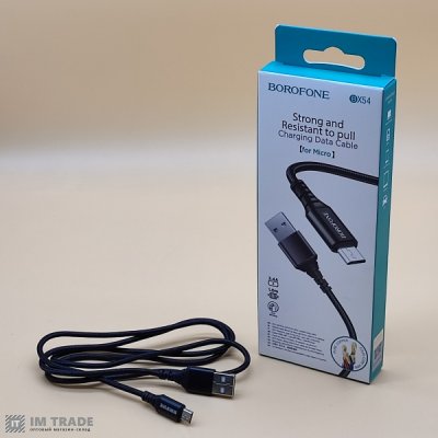 Кабель USB / micro USB 1м BOROFONE BX54 black (ткань)