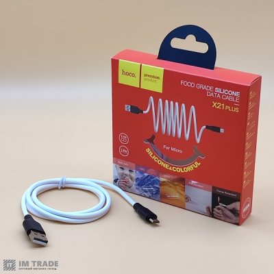 Кабель USB / micro USB 1м Hoco X21 Silicone білий