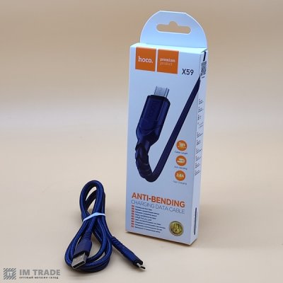 Кабель USB / micro USB 1м Hoco X59 (ткань)  Blue