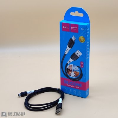 Кабель USB / micro USB 1м Hoco X82 silicone чорний