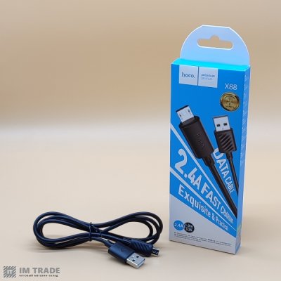 Кабель USB / micro USB 1м Hoco X88 Gratified чорний