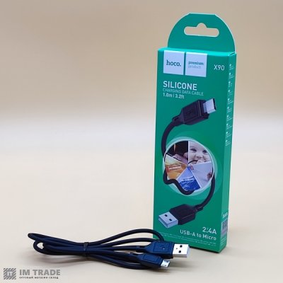 Кабель USB / micro USB 1м Hoco X90 silicone чорний