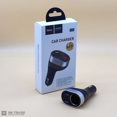 АЗУ авто Hoco Z29 3,1А (1разъём/2USB) black цифр.дисп