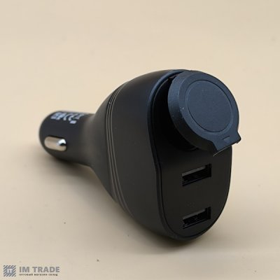 АЗУ авто Hoco Z34 3,1А (2 USB) black цифр. диспл розгалужувач