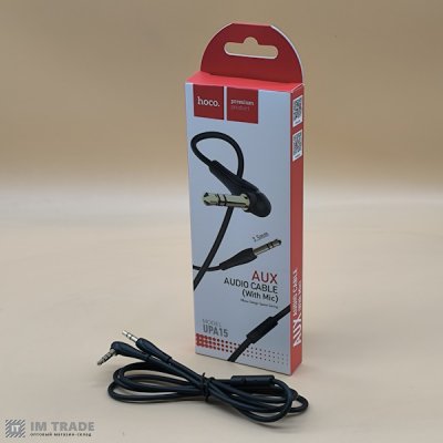 кабель аудио Aux Hoco UPA15 +микрофон 1м (2pin-3pin (90*)) black