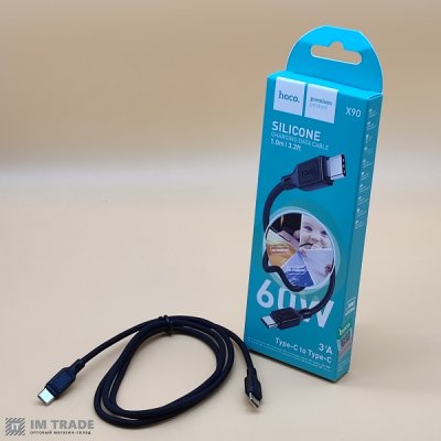 кабель Type-C to Type-C HOCO X90 Cool 60W silicone чорний