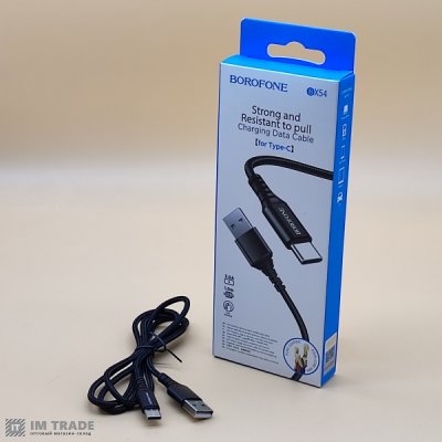Кабель USB / TYPE-C  1м BOROFONE BX54 black (ткань)