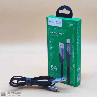Кабель USB / TYPE-C  1м Hoco U119 Machine 5A 1.2м чорний