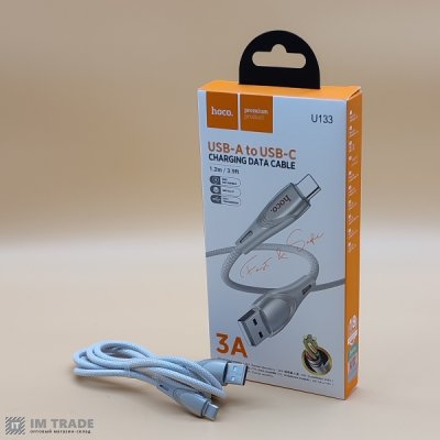 Кабель USB / TYPE-C  1м Hoco U133 Monte 1м 3.0A сірий