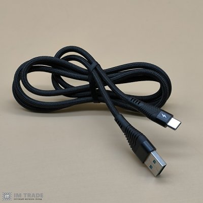 Кабель USB / TYPE-C  1м Hoco U53 "Flash" 5A  (ткань) 1,2м black