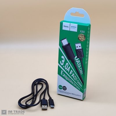 Кабель USB / TYPE-C  1м Hoco X88 Gratified чорний