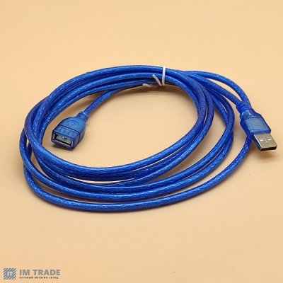 Подовжувач USB 3,0 m 2 фільтра, прозорий синій