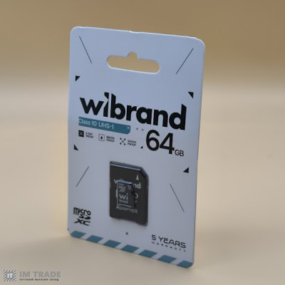 Карта памяти 64 Gb Wibrand, Class10 UHS-I U3,CD адаптер