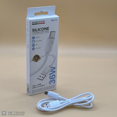 Кабель USB / TYPE-C  1м BOROFONE BX123 Leya silicone білий