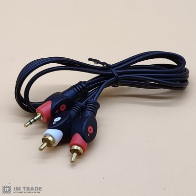 Аудіо-кабель AUX 3.5 мм на 2RCA  Gold HQ  1,2м  