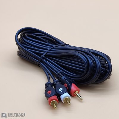 Аудіо-кабель AUX 3.5 мм на 2RCA Gold HQ  5,0м  