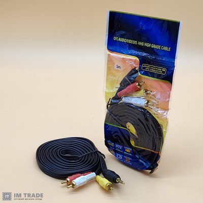Аудіо-відео кабель AUX 3.5 мм на 3RCA SAN XUN 3,0 м