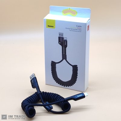 кабель Iphone 5G 1м Baseus Fish eye Spring Black (гофра)