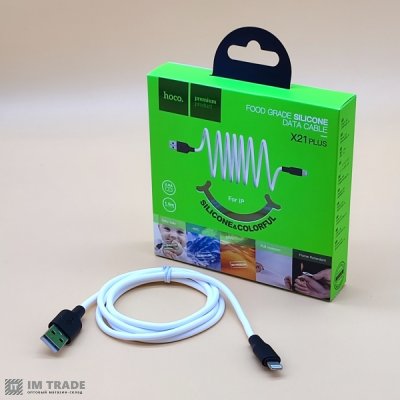 кабель Iphone 5G 1м HOCO X21 Silicone orig (Черно-белый)