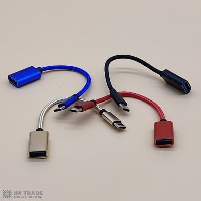 Переходник OTG TYPE C USB 3.1  тканевая оплетка