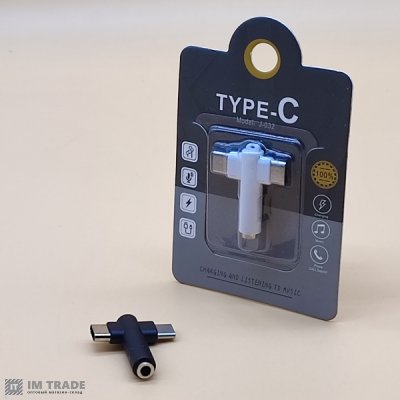 Переходник TYPE-C / 3,5 (гнездо)+ TYPE-C (доп. питан)  J-032